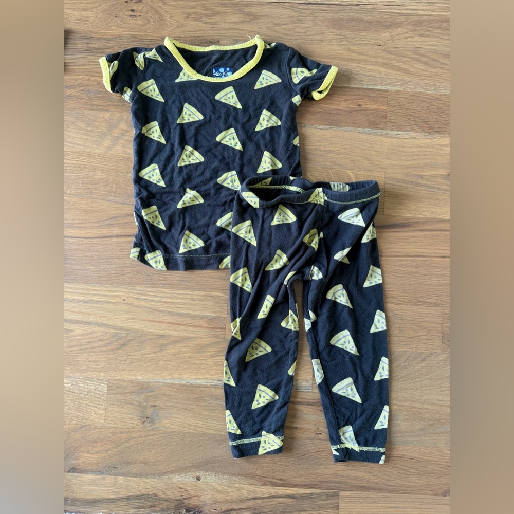 Kickee Pants yellow pizza pj set